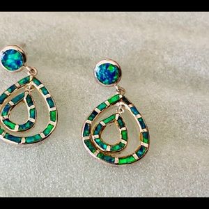 925 Sterling silver with real Opals Earrings ❤️